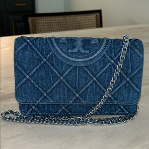 Tory Burch Navy Quilted Crossbody Bag